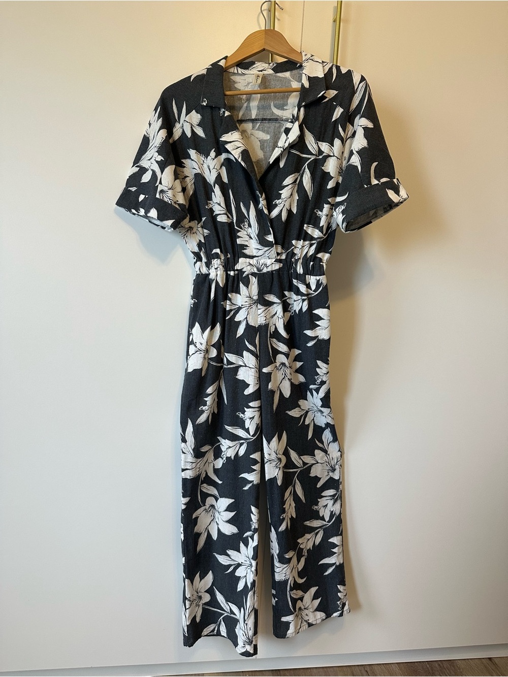 MAHINA Black and White Floral Jumpsuit Romper
